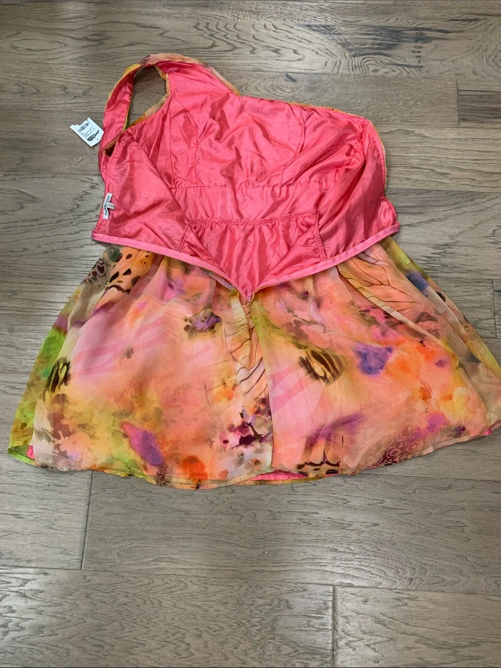 NWT Charlotte Russe One-Shoulder Multicolor Watercolor Print Dress Size 10 - Picture 10 of 10